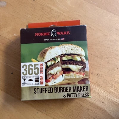 Nordic Ware 3 en 1 Hamburguesa Rellena y Prensa para Hamburguesas Interior Exterior EE. UU. Vin Foto 1 de 4
