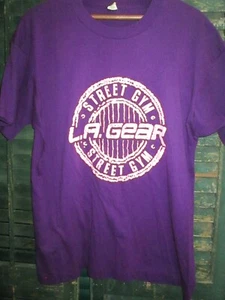 FLOCK PRINT Vtg 80s 90s LA GEAR STREET GYM Single Stitch SCREEN STARS T Shirt XL - Picture 1 of 7