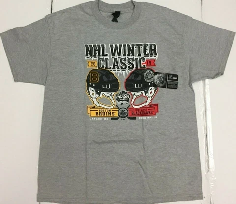 NHL Winter Classic Boston Bruins Chicago Blackhawks Face Off Men's T-Shirt Cover