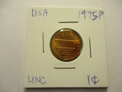 Uncirculated BU 1975 P USA penny 1 cent from Mint Roll in capsule or "flip" Coin - Image 1 of 4