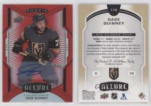 2020-21 Upper Deck Allure SP Red Rainbow Gage Quinney #118 Rookie Auto RC