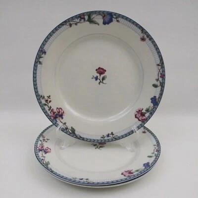 3 platos de postre de ensalada Oneida Fine Porcelain Select Collection ENREJADO AZUL 7,5" Foto 1 de 4