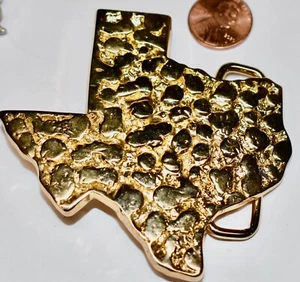 BOUCLE DE CEINTURE PÉPITE D'OR TEXAS BOUCLE MÉTAL LOURD TEXAS - Photo 1 sur 4