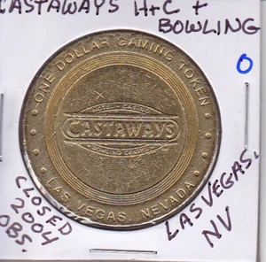 CASINO $1 TOKEN CHIP -CASTAWAYS H&C&BOWLING - LAS VEGAS, NV CLOSED 2004 OBSOLETE - Picture 1 of 1