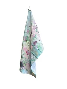 Cotton Tea Towel Peonies & Roses Floral Watercolour Kitchen Cloth Souvenir - Picture 1 of 3