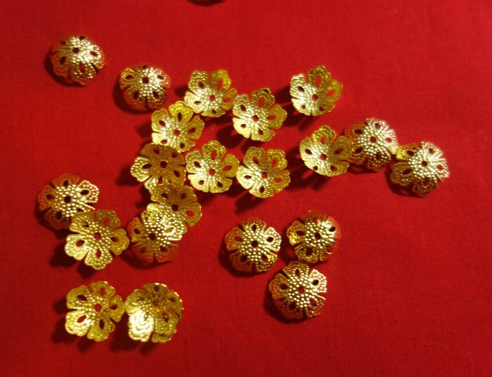 30 Bead Caps Filigree 12mm x 6mm Gold Colour #bc3227 Aust Seller - image 1 of 1
