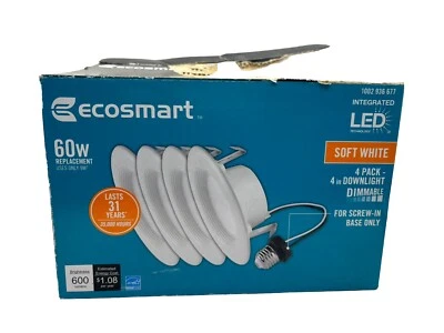 LED integrado empotrado EcoSmart T 60w 4 pulgadas Borde blanco blanco suave (paquete de 4) Foto 1 de 4