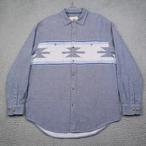 Territory Ahead Shirt Mens Large Blue Aztec Southwestern Twill Button Up - Picture 1 of 13