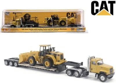 DIECAST MASTERS CAT CT681 DAY CAB LOWBOY TRAILER CAT 950G WHEEL LOADER 1:87 - Image 1 of 4