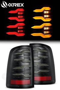 Dodge Ram Alpharex LED LUXX tylne światła czarne kierunkowskazy żółte 2009 2010 2018 - Zdjęcie 1 z 9