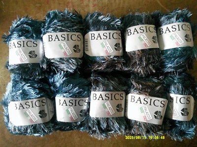 500g (10 x 50g) Palazzo Flauschgarn Fransenwolle Lana Grossa Fb. 707 blau-braun - Bild 1 von 4