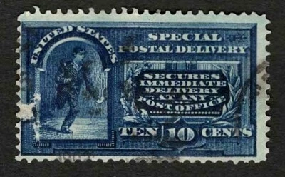 US 1895 #E5 Special Delivery Messenger Running 10c Blue Scrape Used - Image 1 of 2