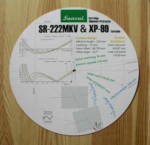 Sansui SR-222MkV & XP-99 Turntable Custom Designed Tonearm Alignment Protractor - Picture 1 of 7