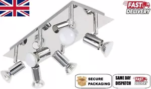 6 Way Ceiling Spot Light Chrome LED GU10 Adjustable Kitchen Spotlight Bar Lamp - Picture 1 of 17