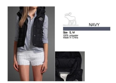 ABERCROMBIE FITCH WOMENS VEST HOODIE PADDING NAVY - NEW / FAST FREE SHIPPING!!! - Image 1 of 4