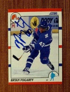 1990-91 Score #54 Bryan Fogarty Quebec Nordiques AUTOGRAPHED JSA LOA RC - Picture 1 of 2