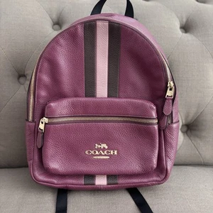 Coach Women's Jes Backpack with Varsity Stripe Dark Berry Multi - Picture 1 of 8