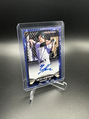 2019 Blowout Cards Test Issue #1 Nico Hoerner Autographs Blue - Image 1 of 2