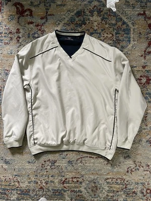 Jaqueta esportiva de golfe Callaway pulôver corta-vento manga longa forrada bege grande - Imagem 1 de 4