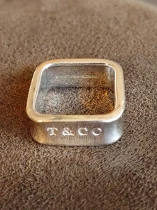 Tiffany & Co. Sterling Silver 1837 Pattern Square Band Ring Size 7 Pre-owned - Picture 1 of 3
