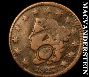 1827 Krönchenkopf großer Cent - Gegengestempelt "TO" - selten ohne Reserve #C9525 - Bild 1 von 2
