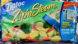 Ziploc Zip 'N Steam Medium Kochbeutel Beutel Mikrowelle 10 Stück eingestellt - Bild 1 von 4