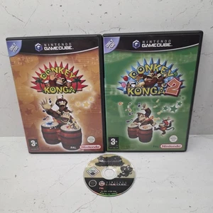 Pacchetto giochi Donkey Konga 1, 2 & Jungle Beat Nintendo GameCube + 1 manuale - PAL - Foto 1 di 23