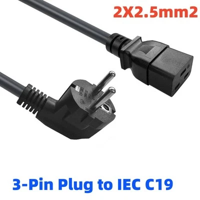 3-Pin Plug to IEC C19 Power Cord EU Mains Power plug to IEC320 Power Extension - Bild 1 von 4