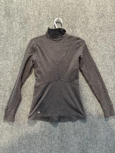 Lululemon Pullover Womens 6 Gray Herringbone Running Half Zip Thumb Holes Yoga - Picture 1 of 10
