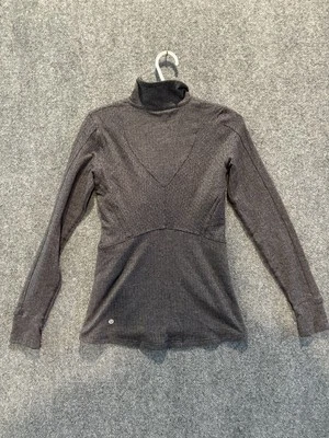 Lululemon Pullover Womens 6 Gray Herringbone Running Half Zip Thumb Holes Yoga - Image 1 of 4