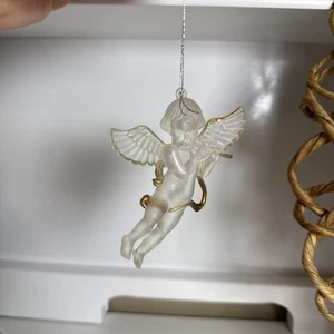 Angelo cherubino violino ornamento natalizio ali plastica smerigliata anni 80 vintage - Foto 1 di 6