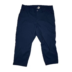 Duluth Trading WOMENS 16 Dry On The Fly Capri Hiking Cargo Nylon Blue Ink Pants - Picture 1 of 5