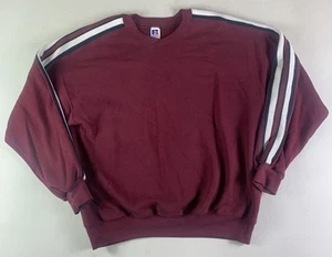 vtg Russell athletic sweater red burgundy Longsleeve striped Mens XL Made in USA - Picture 1 of 7