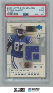 2001 Upper Deck UD Graded Jersey Rookie Reggie Wayne PSA 9 /750 #56 Indianapolis - Picture 1 of 3