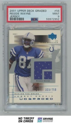 2001 Upper Deck UD Graded Jersey Rookie Reggie Wayne PSA 9 /750 #56 Indianapolis - Image 1 of 3