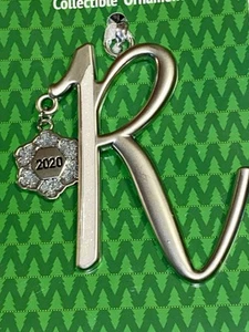 Monograma inicial letra grande "R" 2020 adorno de Navidad plateado de Ganz nuevo - Imagen 1 de 6