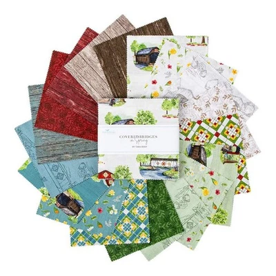COVERED BRIDGES in SPRING Stacker Pack from Riley Blake - (42) 5" fabric squares - Image 1 of 3