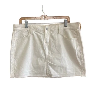 Antigua Falda Azul Marino Para Mujer 12 Denim Blanco Off-Line A Dobladillo Deshilachado Informal Elegante Y2K - Imagen 1 de 7