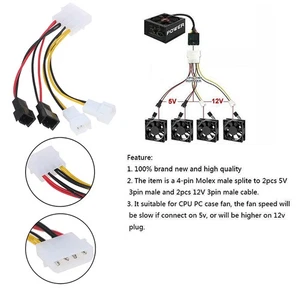 PC 4-Pin Molex/IDE to 3-Pin CPU/Chasis/Case Fan Power Cable Adapter ConnectoCAAA - Bild 1 von 12