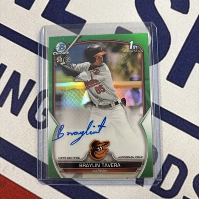 2023 Bowman #CPA-BT Braylin Tavera Auto Green Refractor 50/99 - Image 1 of 2