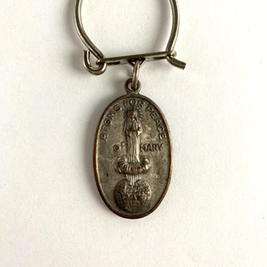 1960s Catholic Cold War ATOMS FOR PEACE Mary & St Michael Bronze Medal Vintage - Picture 1 of 4