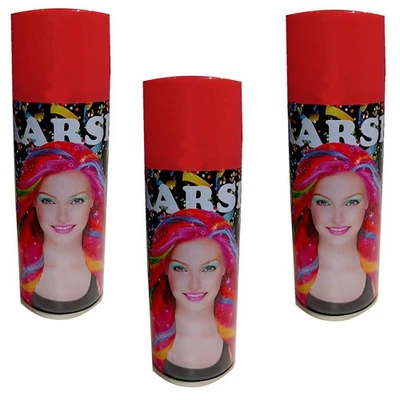 3x 150ml Metallic Haarspray Rot Colorspray bunte Haarfarbe Karneval auswaschbar - Bild 1 von 2