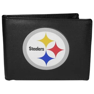 Portafoglio Pittsburgh Steelers pelle bi-fold grande logo licenza ufficiale - Foto 1 di 2