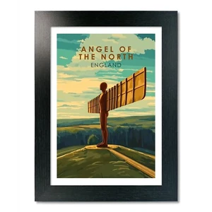 Ángel del Norte, Inglaterra. Póster de viaje vintage impresión artística monumento escénico - Imagen 1 de 22