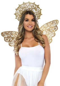 Kit Angel Gold Brillo Troquelado Espuma Alas y Halo Elegante Accesorio de Vacaciones Kit OS - Imagen 1 de 2