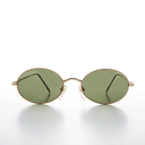 Gold Oval Vintage 90s Sunglass Optical Quality Frame - Yates - Picture 1 of 3