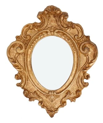 Petit Miroir Mural en Bois Feuille Or Style Baroque 30 XM X 40 CM - Photo 1/3