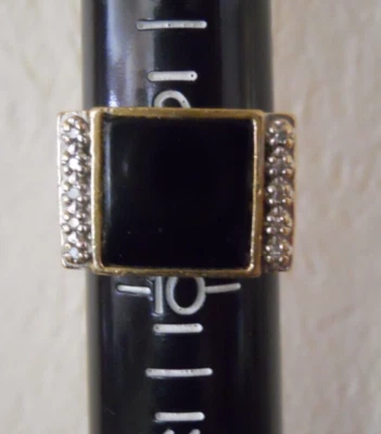 Anillo de diamantes y ónix negro estilo pepita de oro amarillo de 14k para hombre talla 9,5 Foto 1 de 4