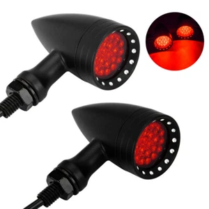 2PCs Black Motorcycle LED Turn Signal Light Red Blinker For Harley Honda Yamaha - Imagen 1 de 10
