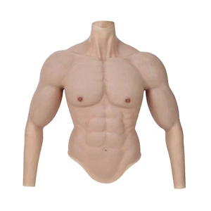 Second Hand Smitizen Silicone Men Chest Fake Muscle Body Suit With Arm Hollaween - Picture 1 of 17
